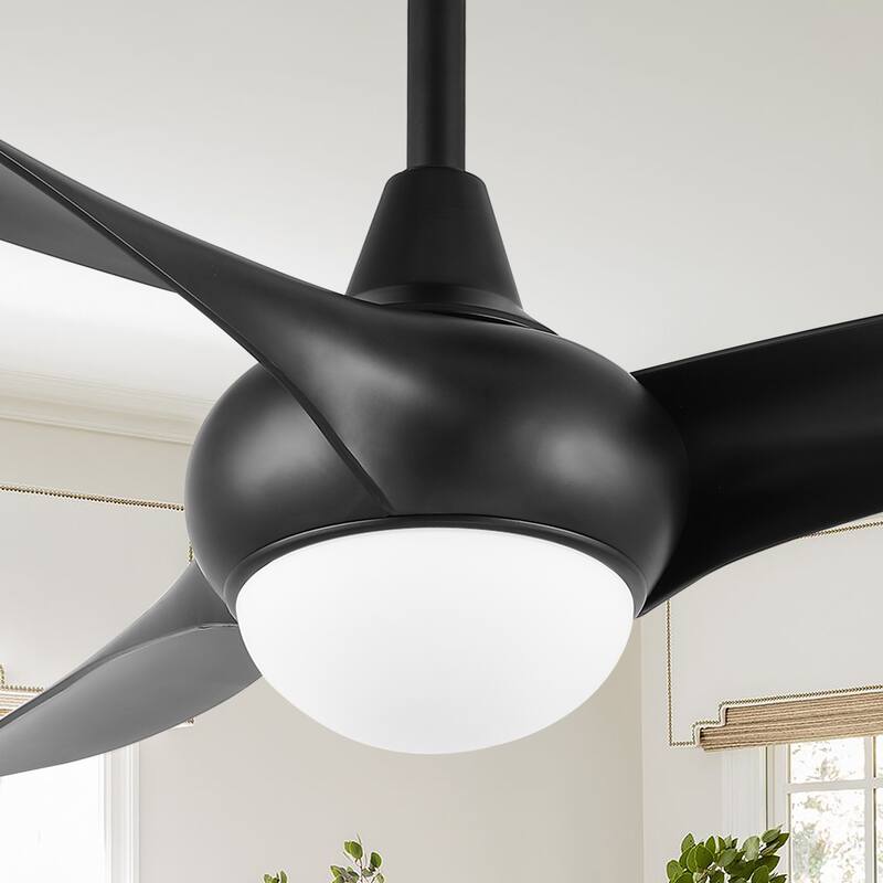 Raffles 52" 1-Light Vintage Iron/Plastic Mobile-App/Remote-Controlled 6-Speed Retro Swirl LED Ceiling Fan, by JONATHAN Y