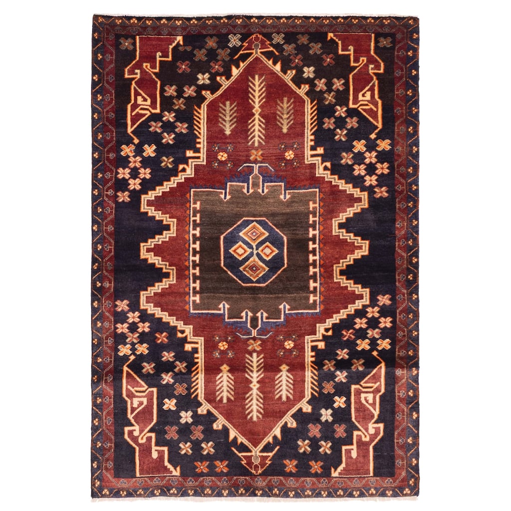 ECARPETGALLERY Hand-knotted Melis Dark Navy Wool Rug - 4'9 x 7'0