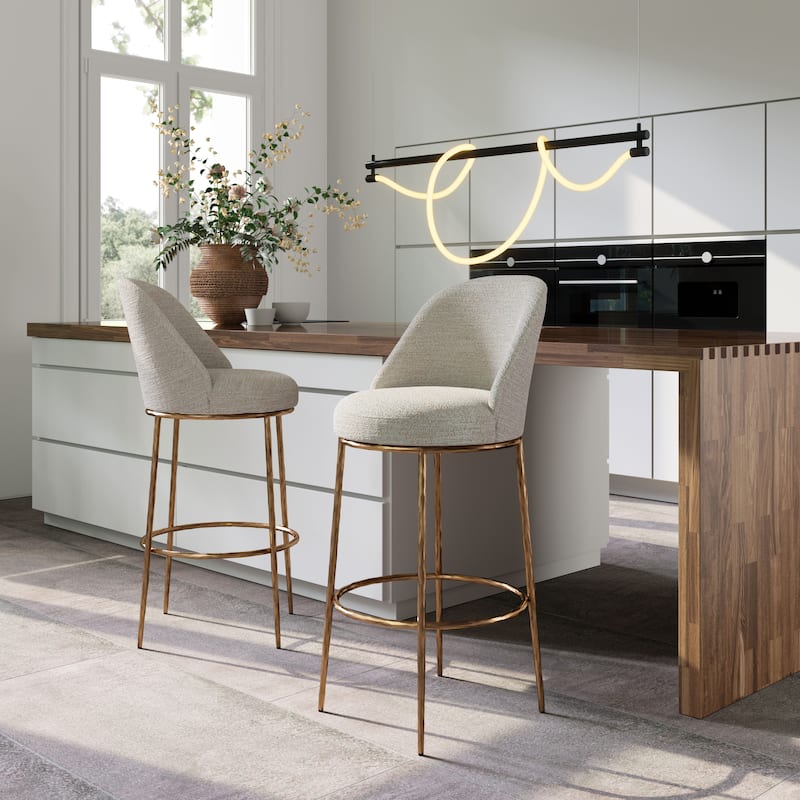 Nordhavn Swivel Barstool Beige & Gold - Beige/Gold