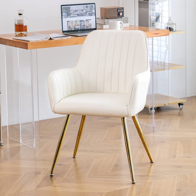 Dining Chair Set of 2 - Modern Mid-Back Accent Chairs with Gold Plating Legs - Upholstered Living Room Chairs (Set of 2)