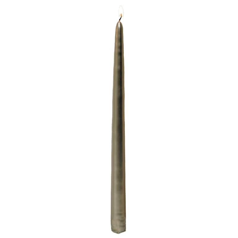 Metallic Silver Taper Candles (Set of 12) - Silver