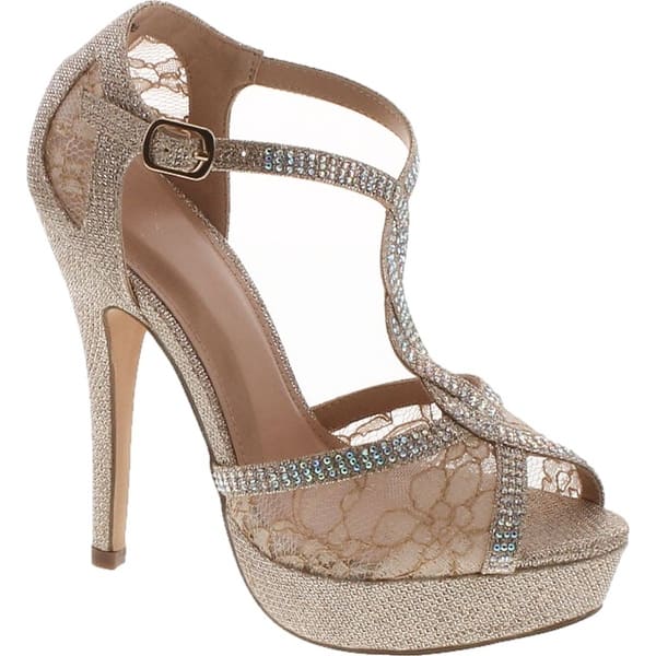 Static Footwear Hy 5 Formal Evening Party Lace Ankle T Strap Peep Toe Stiletto High Heel Pumps On Sale Overstock