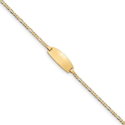 Curata 8.2mm 14k Yellow Gold Engravable Oval ID Figaro Bracelet