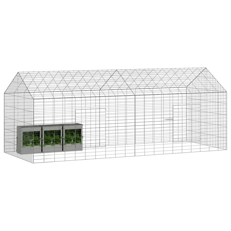vidaXL Rabbit Cage Silver 400 x 78 x 78 cm Galvanised Steel