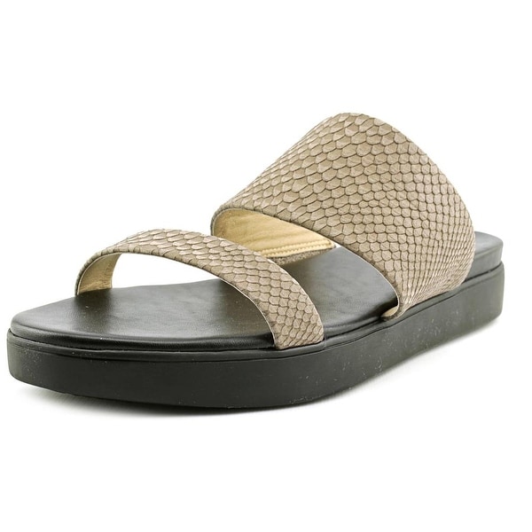 Via Spiga Carita Women Open Toe Leather Gray Slides Sandal