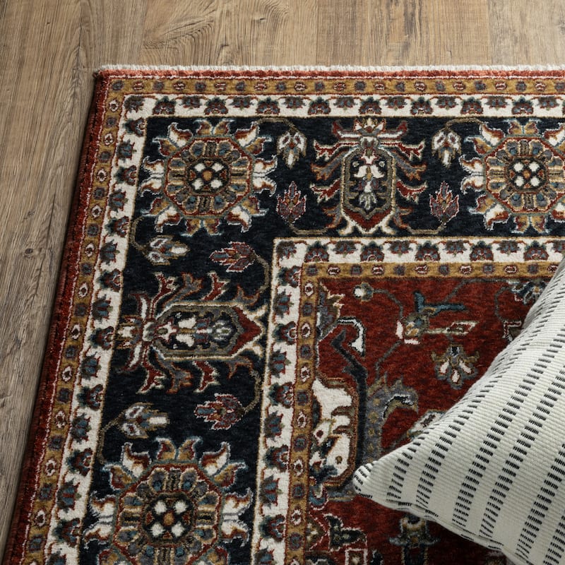 Style Haven Victoria Vintage Traditions Navy/ Rust Area Rug