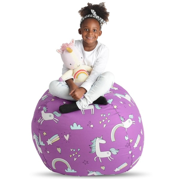 slide 2 of 8, Stuff 'n Sit Large 33'' Bean Bag Storage Cover for Stuffed Animals & Toy, Giant Beanbag Chair for Plush Purple