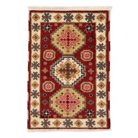 ECARPETGALLERY Hand-knotted Royal Kazak Red Wool Rug - 2'0 x 2'11