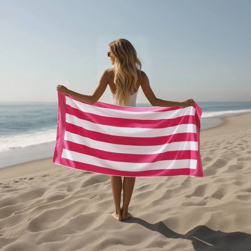 Oceanfront Resort Cabana Stripe 2 Pack Beach Towel - 36x72