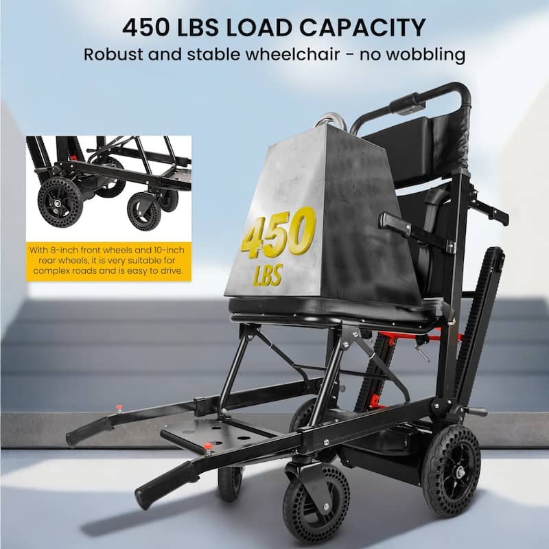 Electric Stair Climbing Dolly Electric Stair Climbing Hand Truck, Elevator Stairlifts Wheel Chair Max 441 lbs Capacity, Black