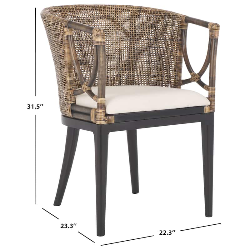 SAFAVIEH Olafia Dining Brown/ Black Arm Chair - 22.3" x 23.3" x 31.5" - 22Wx23Dx32H