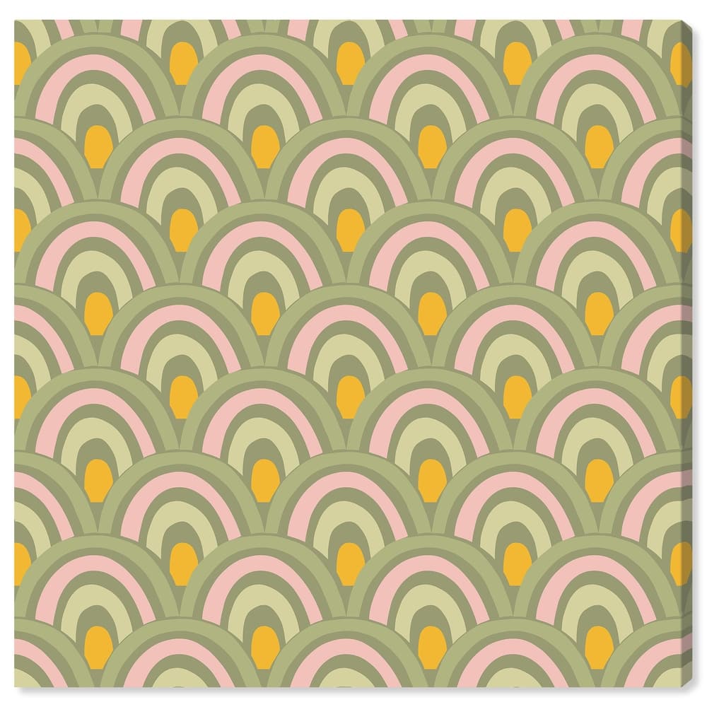 Wynwood Studio Canvas Abstract Hello Dear Garden Green and Light Pink Wall Art Canvas Print
