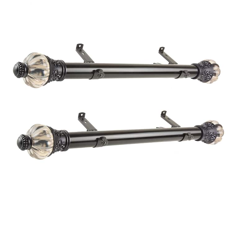 Boho Curtain Rod Set - Steel Rods & Resin Finials - 12-20 Inch - Window Drapery Rods - M