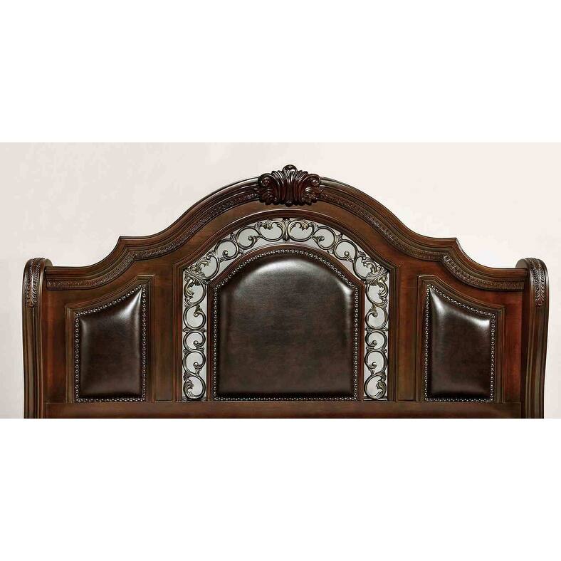 Formal Expresso Finish Bedroom Set Bed Nightstand Dresser Mirror Chest