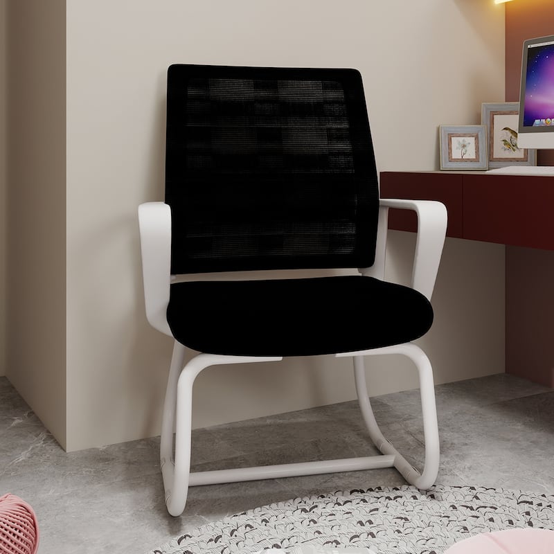 Roomfitters Minimalist Modern Office Chair - Metal Frame, Soft & Comfortable, Home & Office Use - White&Black