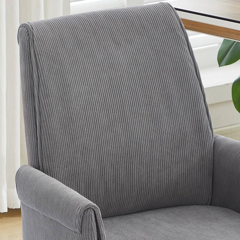 Corduroy Swivel Office Chair with Wheels, Ergonomic High Back Task Chair, Upholstered Accent Chair with Adjustable Height