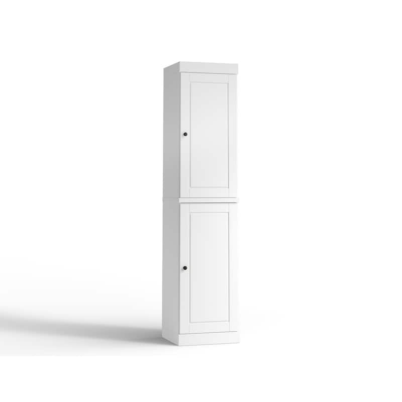 100% Solid Wood Tall Freestanding Bathroom Linen Cabinet with Doors, Adjustable Shelves, Modular Storage, 16.5" W x 71.5" H