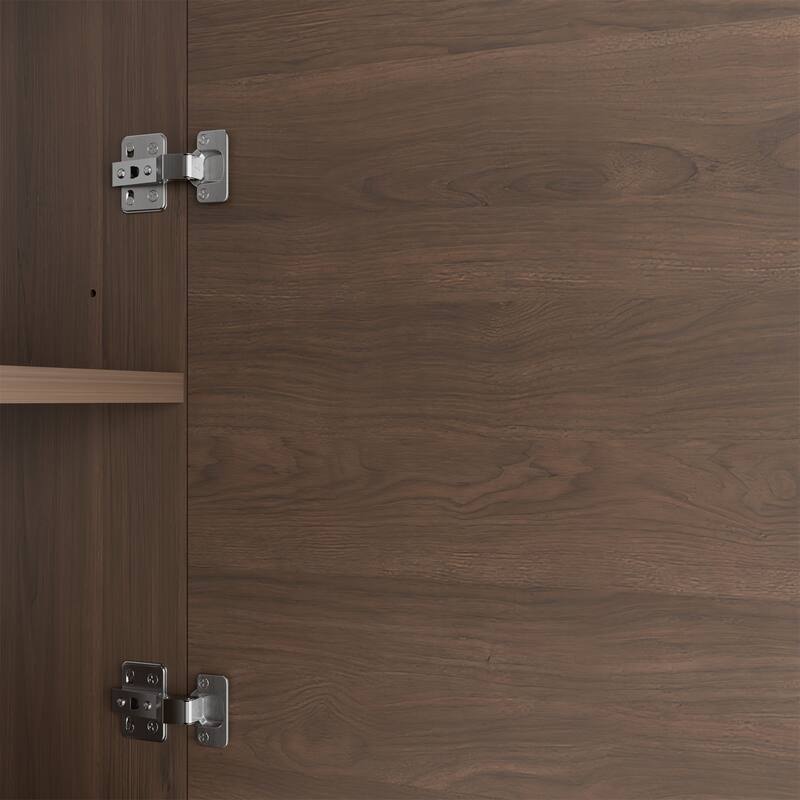 30-inch Brown Bathroom Vanity with Louvered Doors and Sink Combo