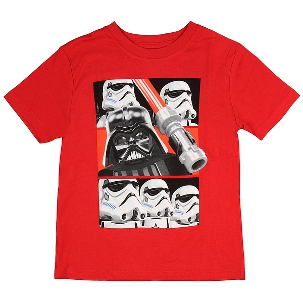 Lego Star Wars Boys Darth Vader Lightsaber Stormtrooper Movie Character T Shirt