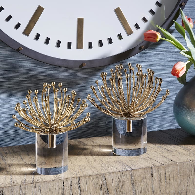 Uttermost 17997 Aga 10" Tall Crystal and Steel Abstract Table Statue -