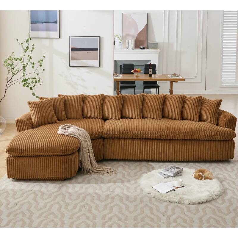 127'' L-Shape Left Sectional Sofa with 10 Back Cushions, No Assembly