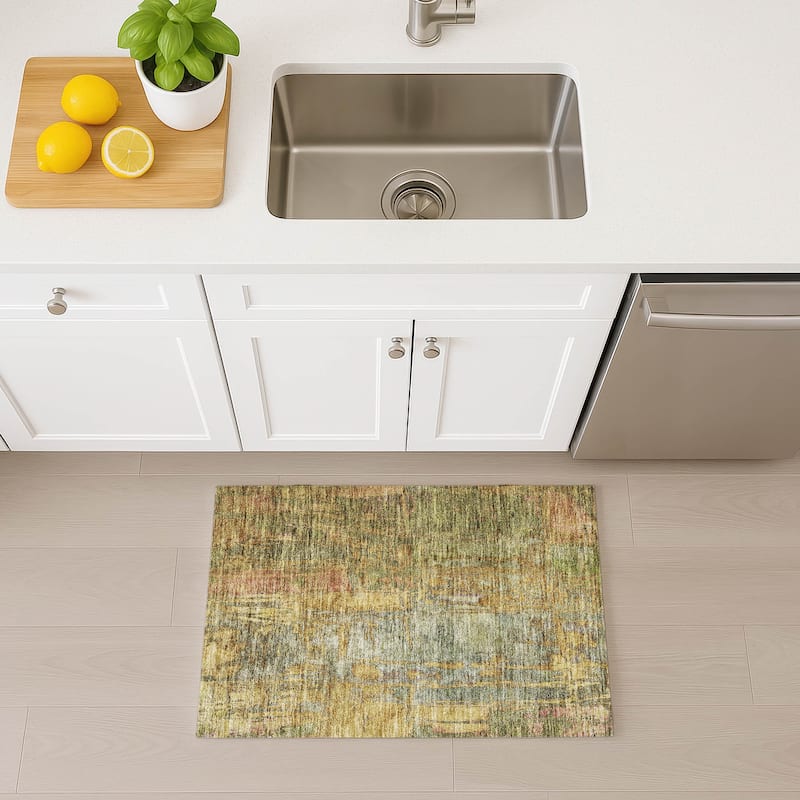 Machine Washable Indoor/ Outdoor Abstract Modern Chantille Rug