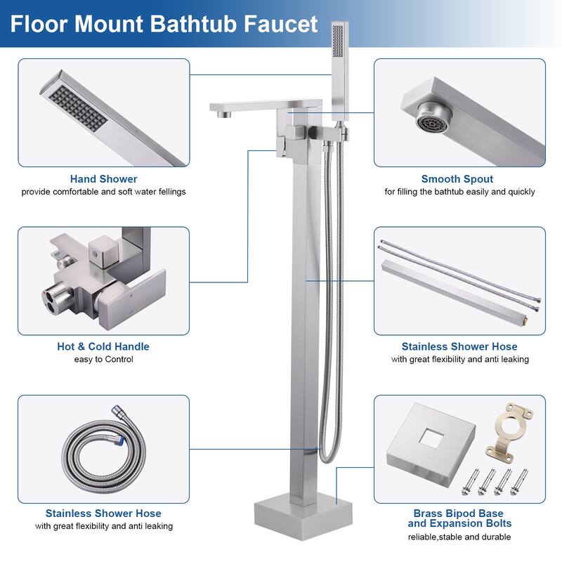 WOWOW Single-Handle Freestanding Tub Faucet with Handheld Shower