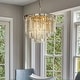 preview thumbnail 1 of 8, 6-Lights Modern 3-Tier Round Fringe Crystal Chandelier - W 20"