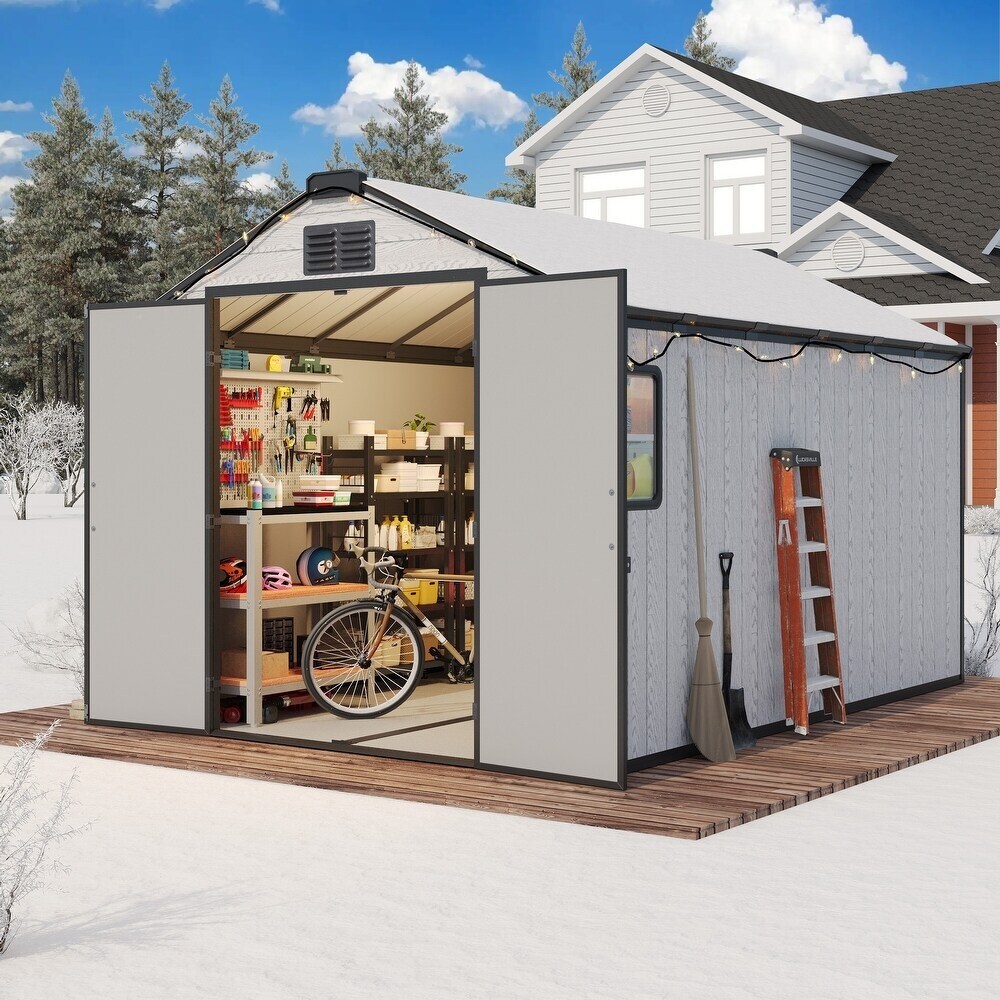 VEIKOUS 10'x6' Outdoor Storage Shed with Galvanized Steel Double Doors - 10×6