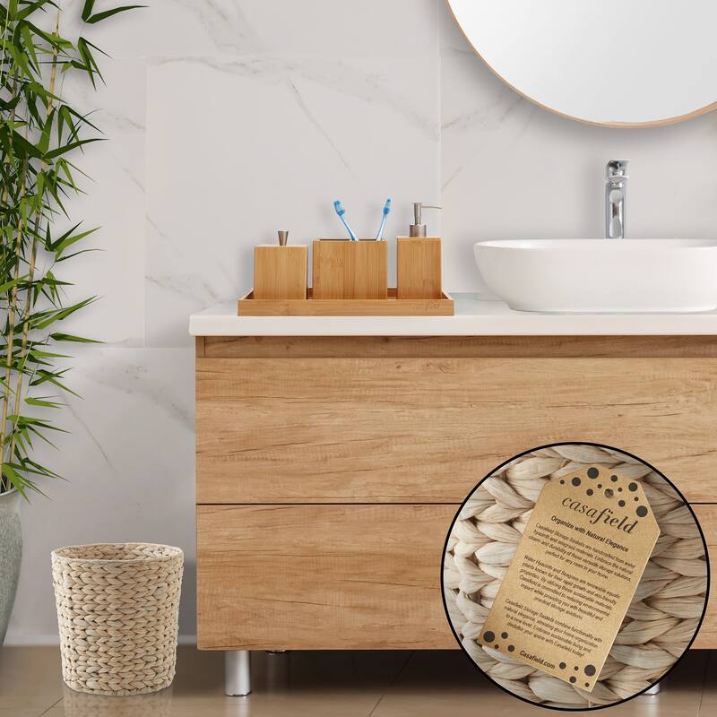 Seagrass Water Hyacinth Waste Basket Small Woven Trash Can