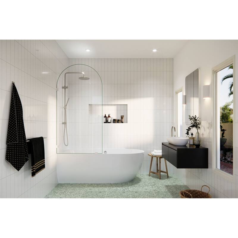 Glass Warehouse B-ARC-34 Venus 66-3/4" High x 34" Wide Shower Screen - Brushed Nickel