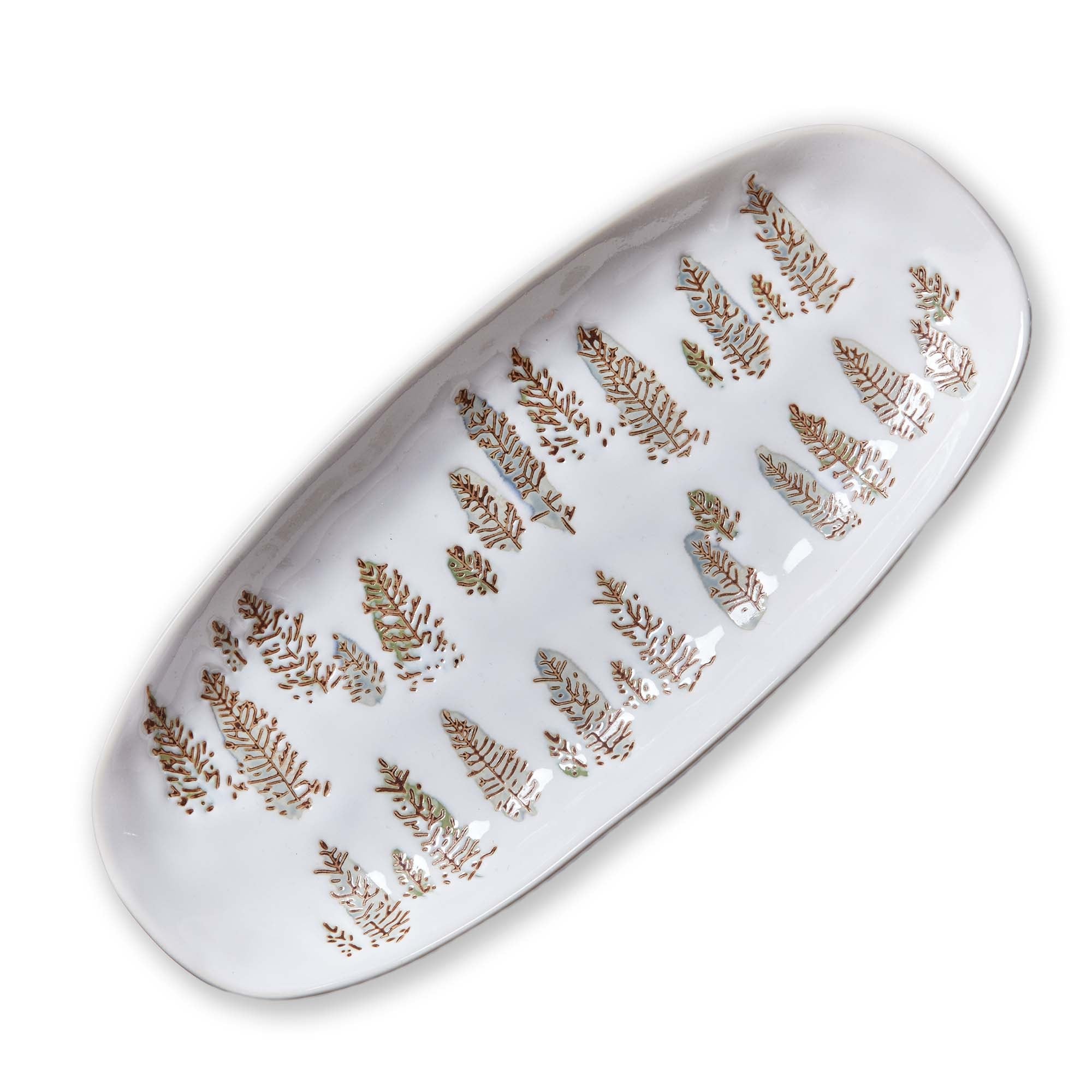 Aspen Oval Ceramic Platter Multicolor 11.5 x 5 x 1 in Dishwasher Safe Perfect for Serving and Christmas Gatherings