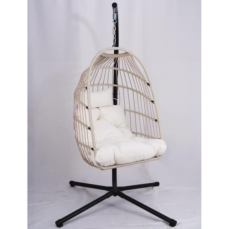Outdoor Egg Hanging Chair with Stand - Off White
