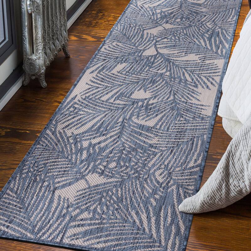 World Rug Gallery Contemporary Palm Leaf Textured Flat Weave Indoor/Outdoor Area Rug