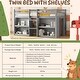 preview thumbnail 14 of 18, Twin Size Kid Low Loft Bed with Two-Tier Shelves and LED Light
