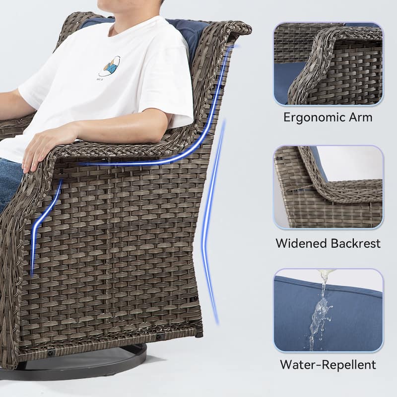 Cozywor Wicker Patio Outdoor Lounge Chair Swivel Rocking Chair