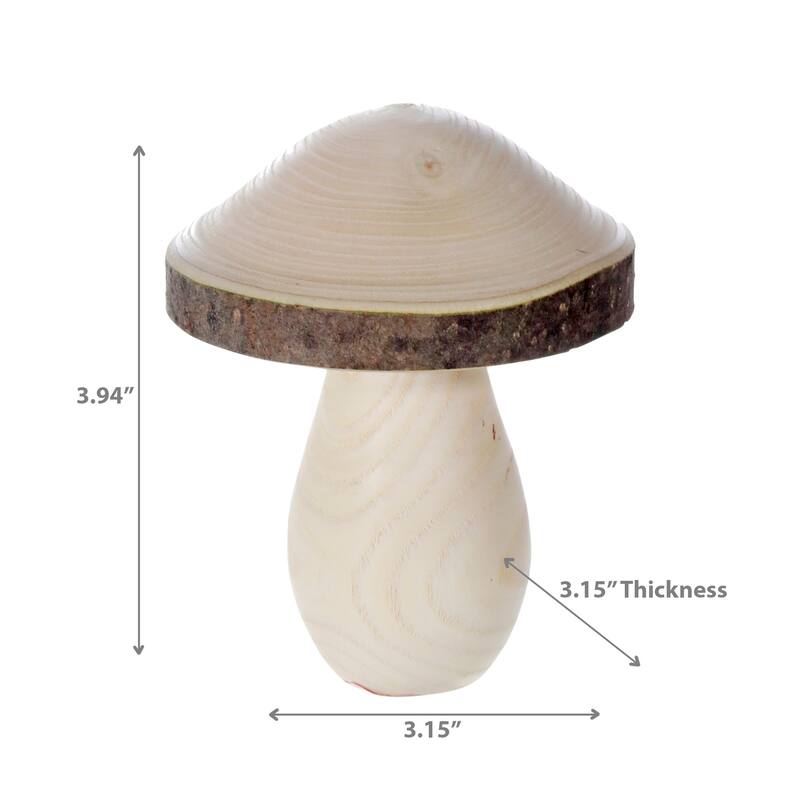 Natural Wooden Mushroom 3.15" - Set of 2
