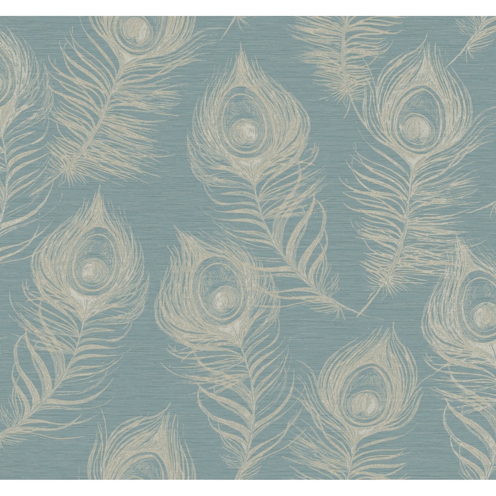 Candice Olson Regal Peacock Dark Teal Wallpaper