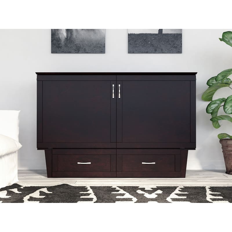 Monroe Queen Murphy Bed Chest with Mattress and Built-In Charger