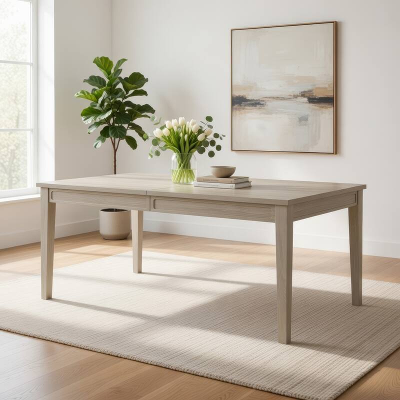 Rozie 72-90 Inch Extendable Dining Table, Farmhouse Light Oak Brown