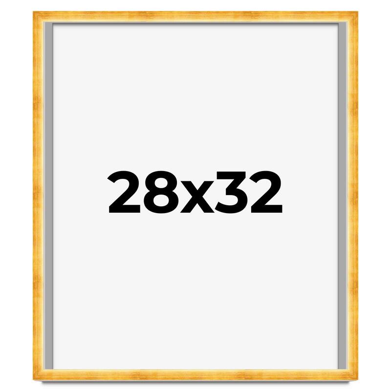28x32 Shadow Box Frame Gold | 1.625 Inches Deep Real Wood Traditional