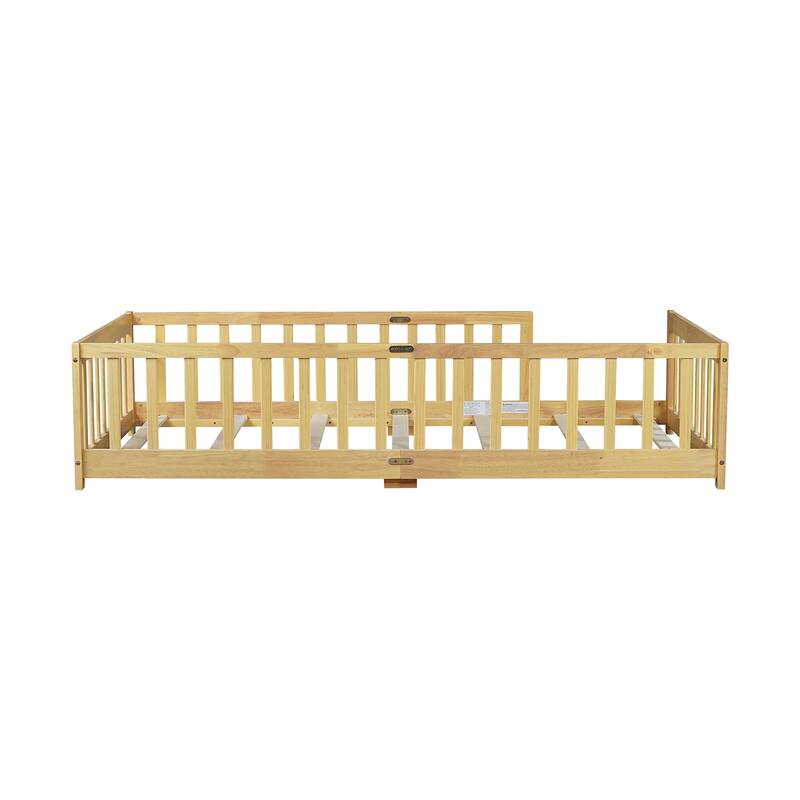 Twin Floor Platform Bed with Fence without Door