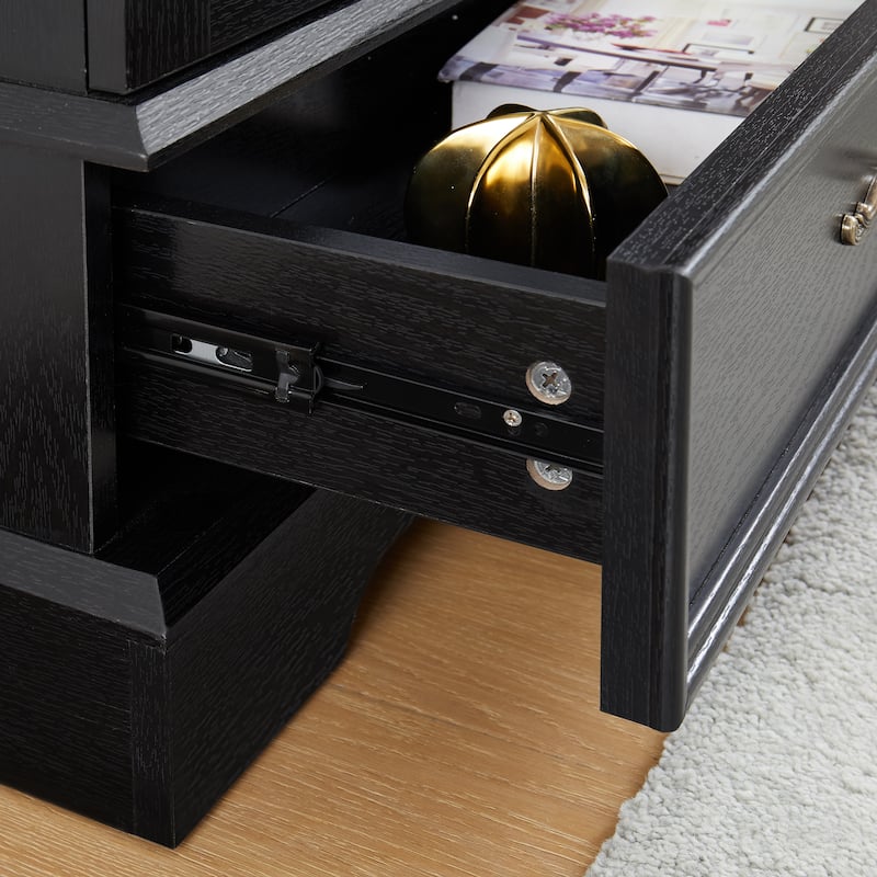 GDF Studio - Lighted Curio Cabinet with Adjustable Shelves and Built-In Drawer.