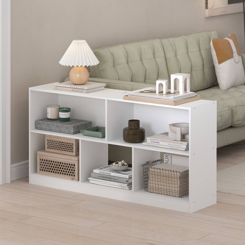 23.62 in. Tall White Wood 5-Shelf Bookcase