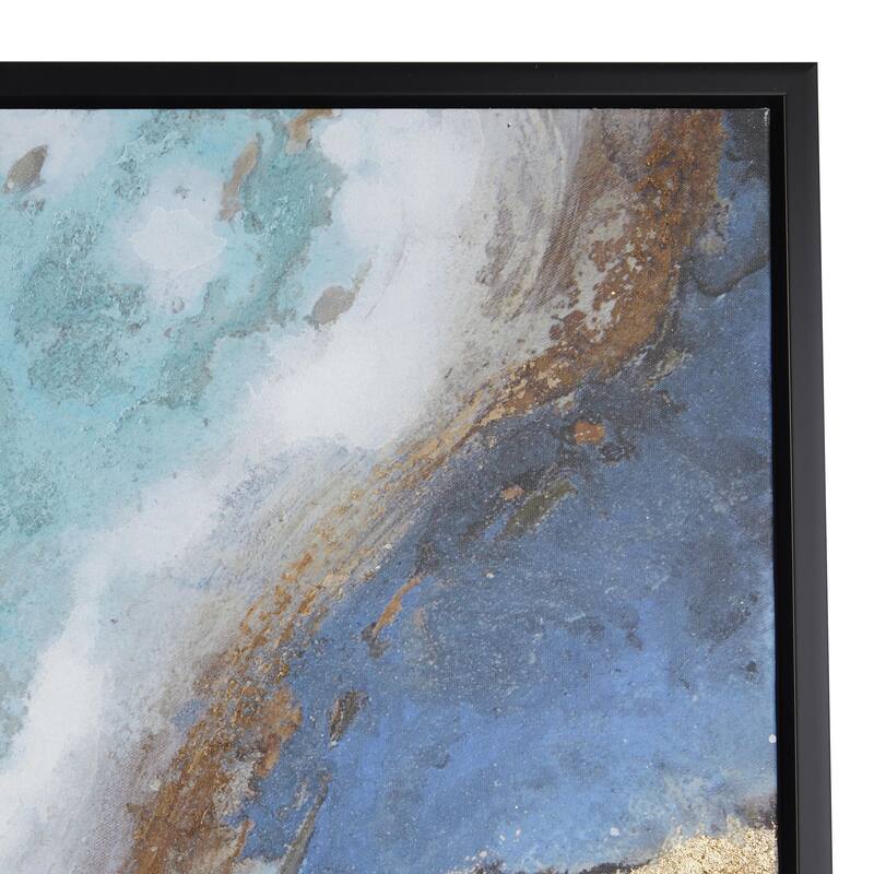 Canvas Leaf Living Room Framed Wall Art with Silver Frame