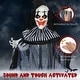 preview thumbnail 4 of 8, 6' Life Size Outdoor Halloween Classic Black and White Striped Clown Animatronic with Light Up Eyes & Sounds
