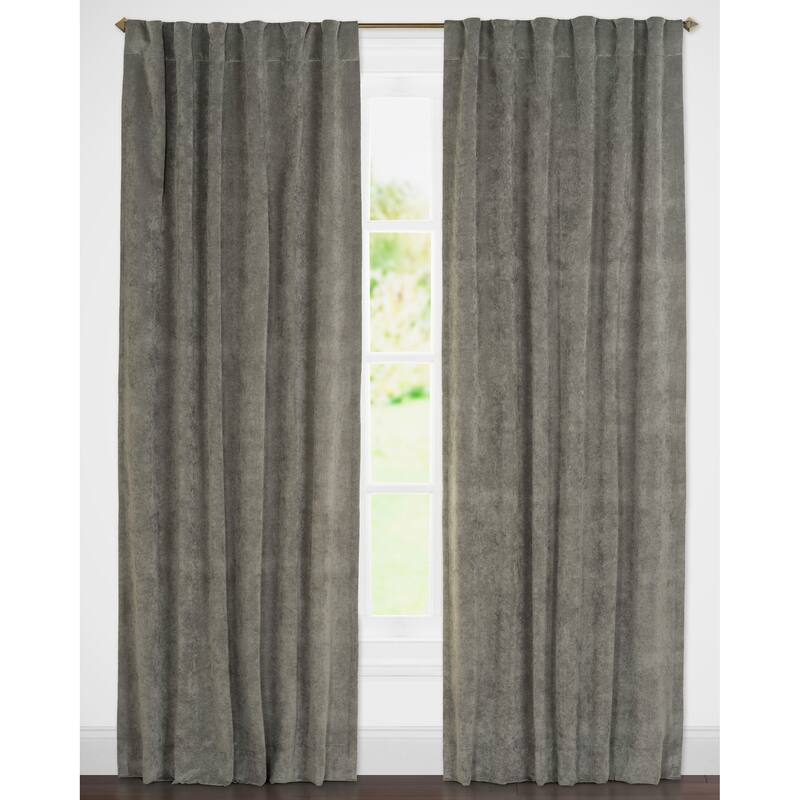 Padma Velvet 50x84 Back-Tab Curtain Panel (Single Panel) - Smoke