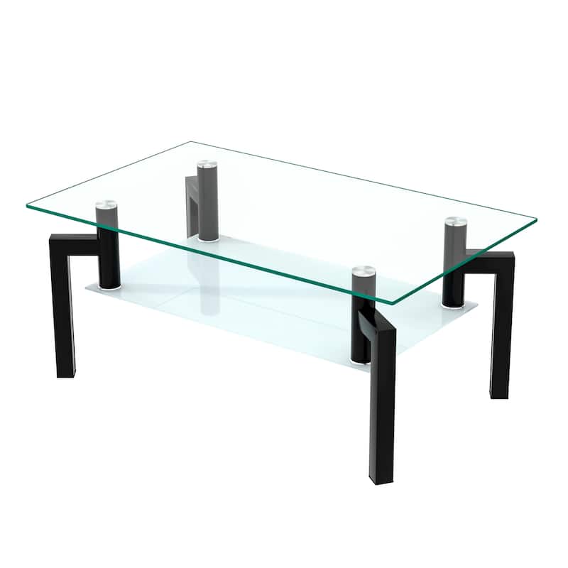 Rectangle Glass Clear Coffee Table Side Center Tables