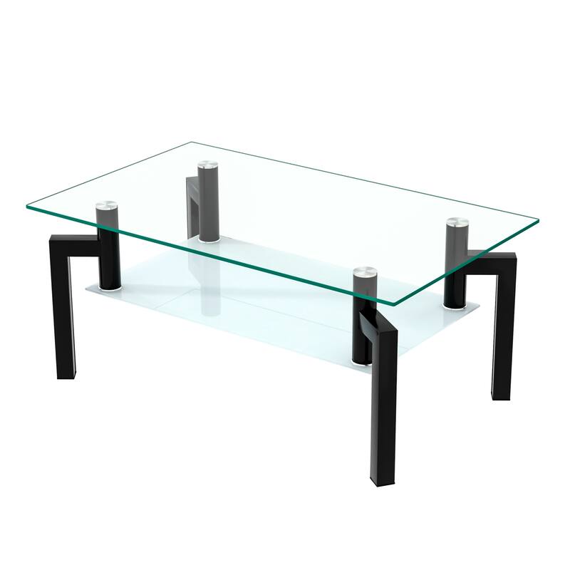 Rectangle Glass Clear Coffee Table Side Table