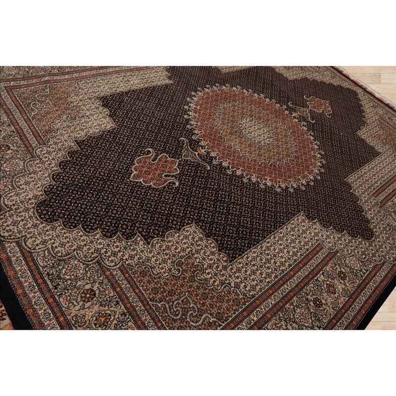 8'9''x11'2'' Hand Knotted Wool Midnight Blue Traditional 400 KPSI Rug - 8' 9'' x 11' 2''